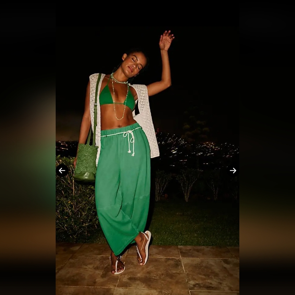 NWOT Free People Kayden Loose for Barrel Pants - Green, First Tree - XS - Picture 3 of 4